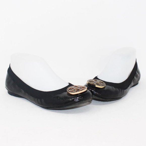 TORY BURCH #38235 Black Leather Flats (US 6.5 EU 36.5)